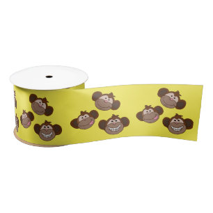 Three happy Monkeys Satin Ribbon