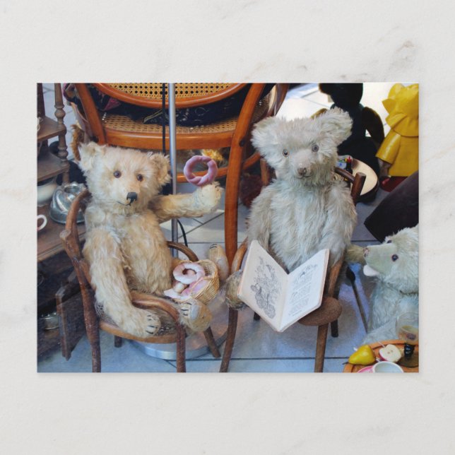 Three Happy Teddy Bears Postcard (Front)