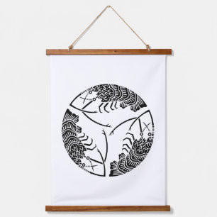 Three head-to tail spiny lobsters hanging tapestry
