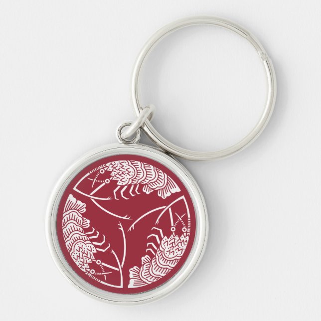 Three head-to tail spiny lobsters keychain (Front)
