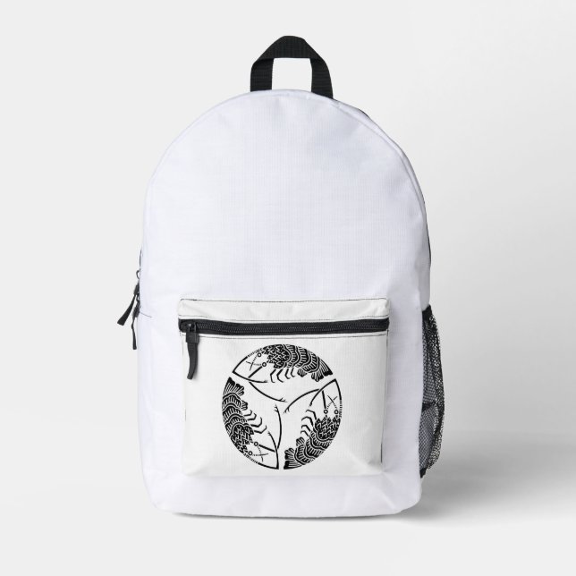 Three head-to tail spiny lobsters printed backpack (Front)