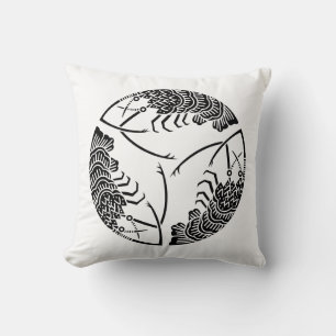Three head-to tail spiny lobsters throw pillow