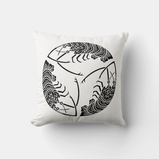 Three head-to tail spiny lobsters throw pillow (Front)