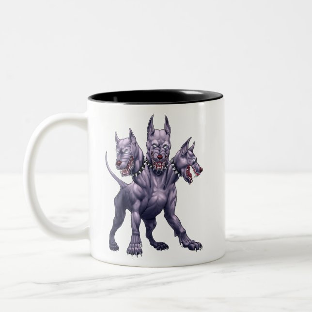 Three Headed Dog Cerberus Two-Tone Coffee Mug (Left)