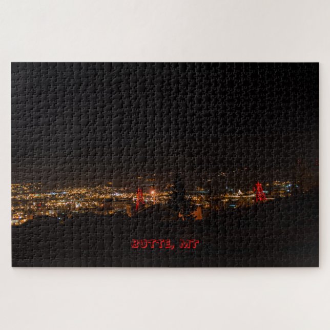 Three Headframes Outlined in Red Jigsaw Puzzle (Horizontal)