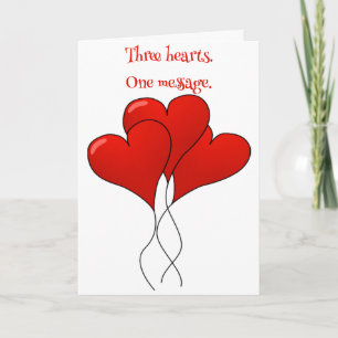 Three Heart Balloons Valentine illustration Card