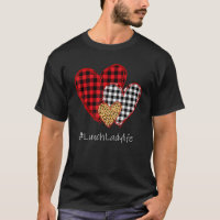 Three Hearts Buffalo Plaid Lunch Lady Valentine's 