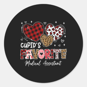Three Hearts Cupid's Favorite Medical Istant Valen Classic Round Sticker