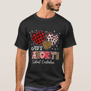 Three Hearts Cupids Favorite School Custodian Vale T-Shirt