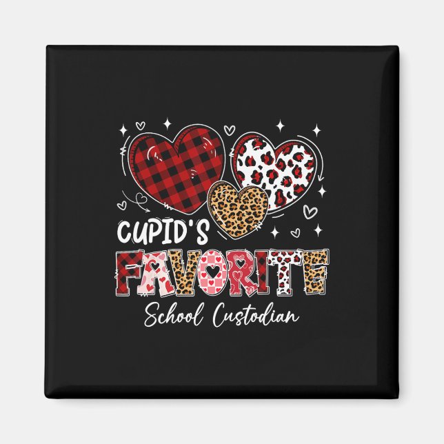 Three Hearts Cupid's Favourite School Custodian Va Magnet (Front)