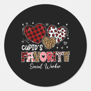 Three Hearts Cupid's Favourite Social Worker Valen Classic Round Sticker