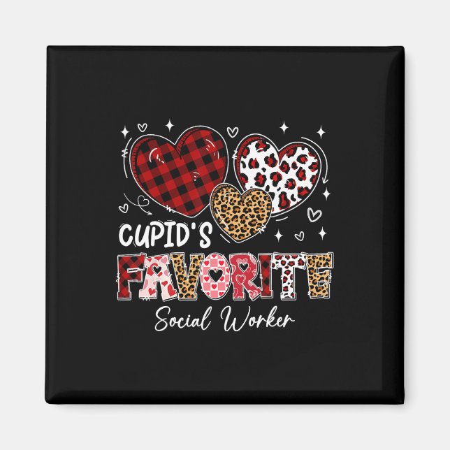 Three Hearts Cupid's Favourite Social Worker Valen Magnet (Front)