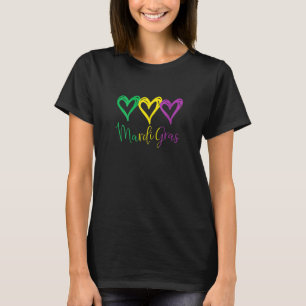 Three Hearts For Mardi Gras I Love Mardi Gras 1 T-Shirt