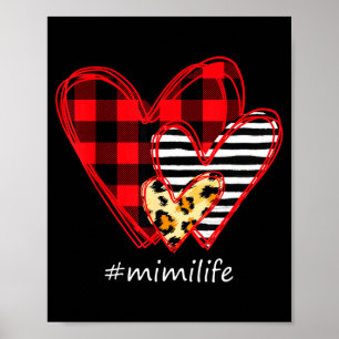 Three Hearts Leopard Buffalo Plaid Mimi Life Valen Poster