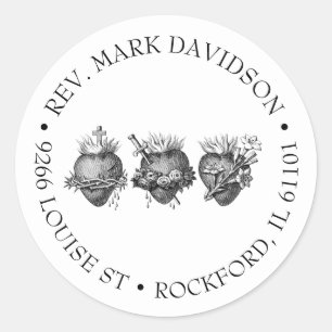 Three Hearts of Jesus, Mary, and Joseph Address Classic Round Sticker