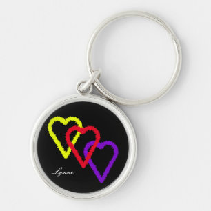 Three Hearts Personalized Keychain