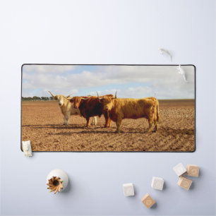 Three Highland Cows, Desk Mat