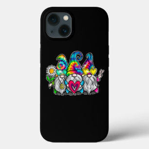 THREE HIPPIE GNOMES Groovy Retro Tie Dye Peace Lov iPhone 13 Case