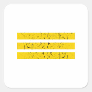 Three Horizontal Stripes   Vintage Yin-Yang Symbol Square Sticker