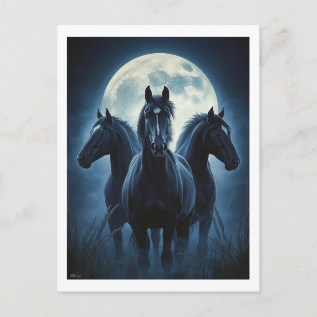Three Horse Moon Postcard (Front)