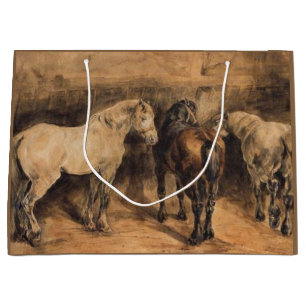 Three Horses in Their Stable Large Gift Bag