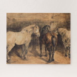 Three Horses in Their Stable (Théodore Géricault) Jigsaw Puzzle
