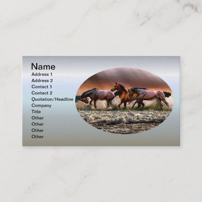 Three Horses Trotting in the Ocean Business Card (Front)