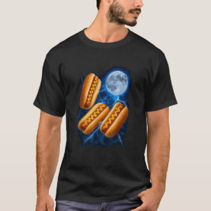 Three Hot Dogs Glizzy Moon Howling Funny Meme T-Shirt
