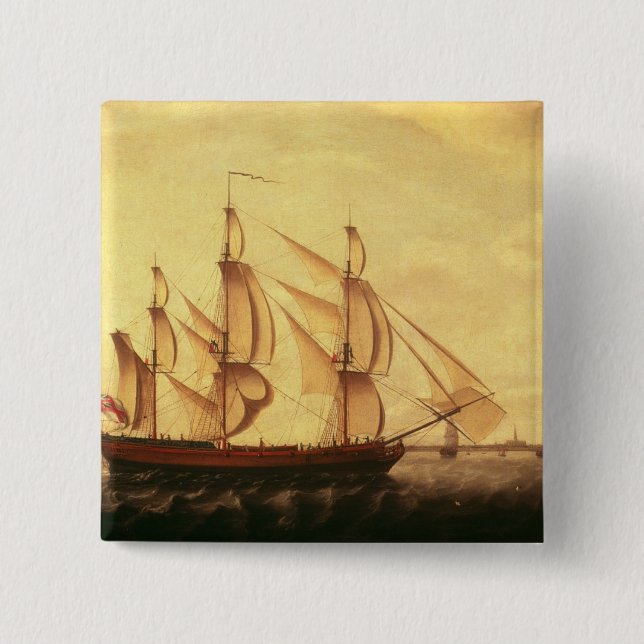 Three Hudson Bay ships in the Thames 2 Inch Square Button (Front)