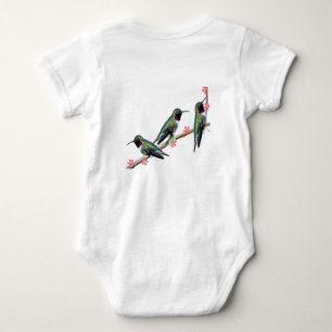 Three Hummingbirds perching on a branch Floss Silt Baby Bodysuit