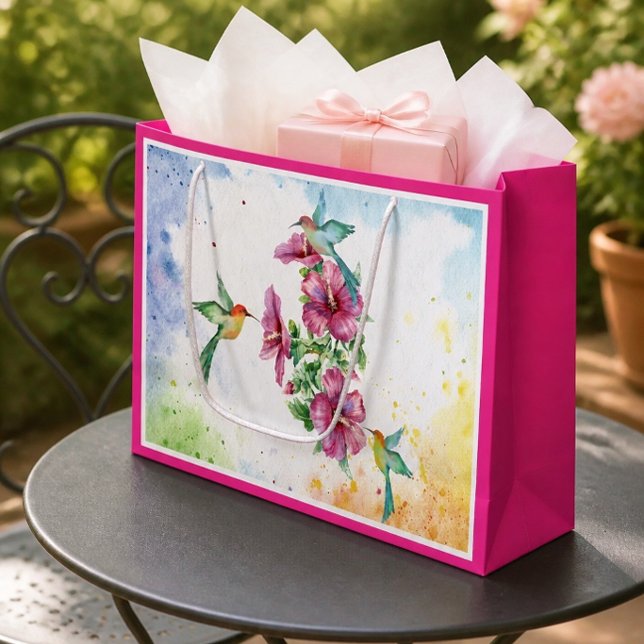 Three Hummingbirds Watercolor Gift Bag (Large) (Creator Uploaded)