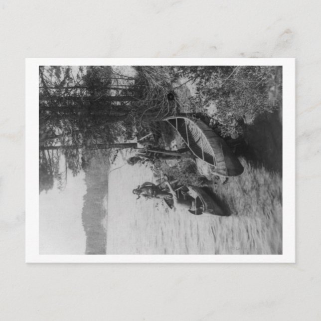 Three Hunters with Canoes at Shore Photograph Postcard (Front)