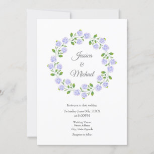 Three Hydrangeas Watercolor Floral Wreath Invitation