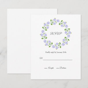 Three Hydrangeas Watercolor Floral Wreath RSVP Card