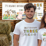 Three-i-e-i-o 3rd Birthday Farm Themed Parents T-Shirt<br><div class="desc">Three-i-e-i-o 3rd Birthday Party T-shirt for mom and dad. The parents themed t-shirts read "sing it for [name] Three-i-e-i-o" on one side and the farming animals on the other side - perfect to encourage your guests to make some noise! Inspired by the EIEIO Old Macdonald nursery rhyme in the land...</div>