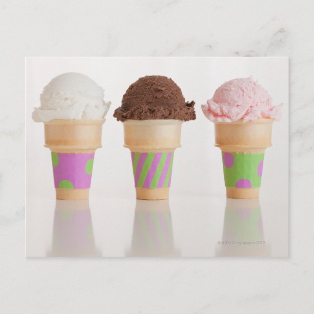 Three ice cream cones postcard (Front)