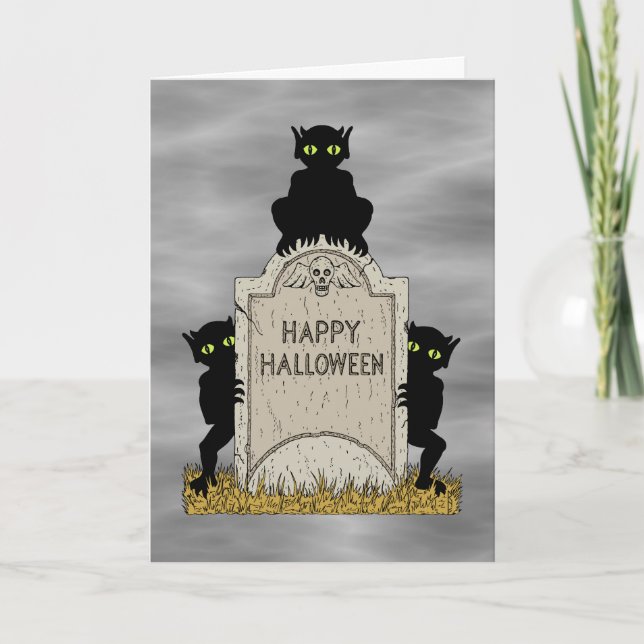 Three Imps Happy Halloween Card (Front)