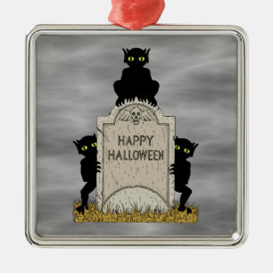 Three Imps Happy Halloween Metal Ornament