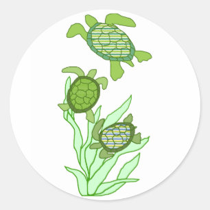 Three in a row sea turtle stickers