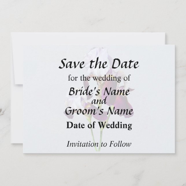 Three Irises in Shades of Magenta Save The Date (Front)
