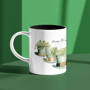 Three Irish St Patrick's Day Leprechaun Hats Two-Tone Coffee Mug