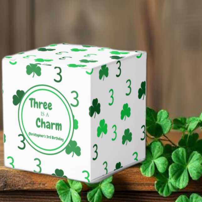 Three Is A Charm St Patrick's Day 3rd Birthday Favor Box (Creator Uploaded)