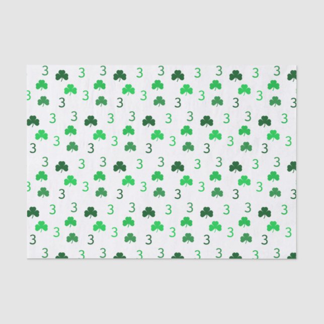 Three Is A Charm St Patrick's Day 3rd Birthday Tissue Paper (Front)
