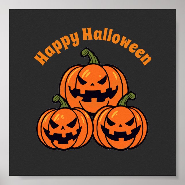 Three jack o'lantern pumpkins poster (Front)