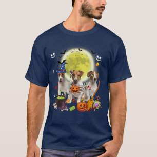 Three Jack Russell Terrier Dogs Witch Scary Mummy T-Shirt