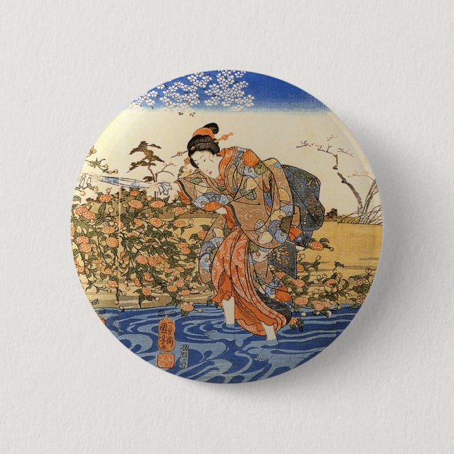 Three Japanese Women 2 Inch Round Button (Front)
