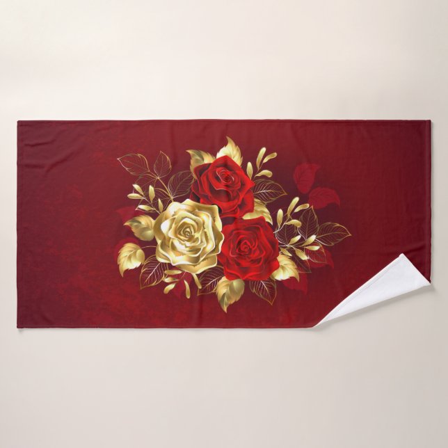 Three Jewellery Roses Bath Towel (Bath Towel)