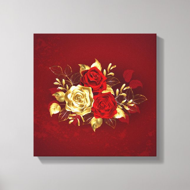 Three Jewellery Roses Canvas Print (Front)