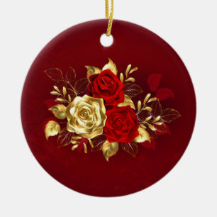 Three Jewellery Roses Ceramic Ornament