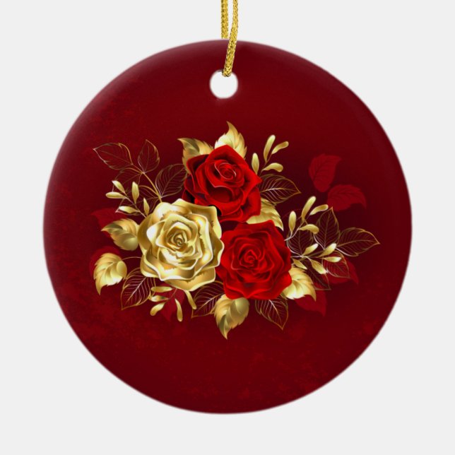 Three Jewellery Roses Ceramic Ornament (Front)
